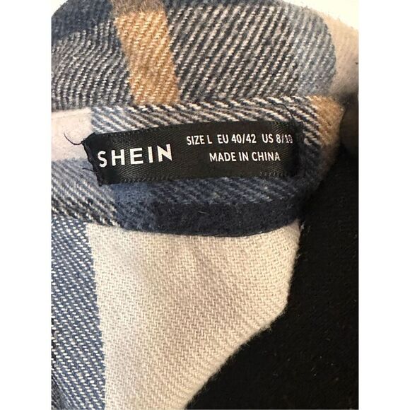 SHEIN LUNE Ladies' Plaid Oversized Peacoat Sz Large - Picture 3 of 7